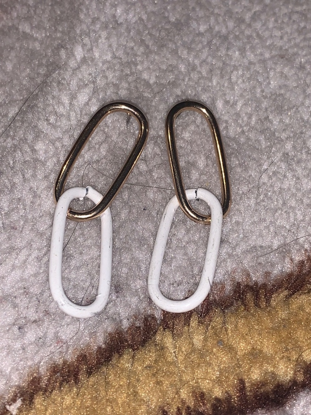 Gold and White Linked Drop Earrings - Women Jewelry
